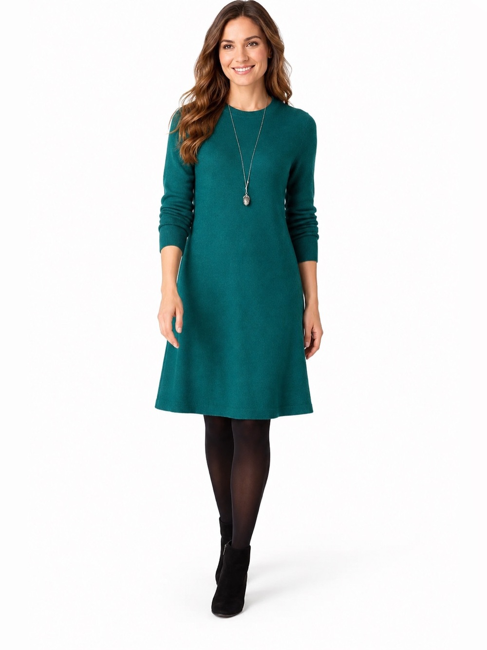 NWT J. Jill Women’s Teal Long Sleeve Sweater Midi Dress Size Large